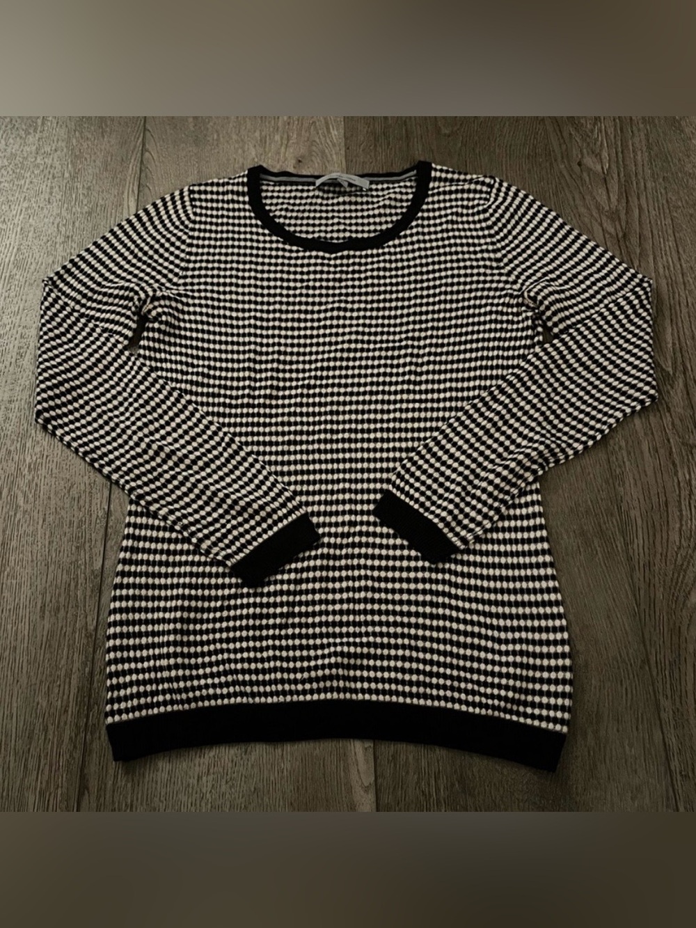 Classiques Enrier Preppy Silk Micro Houndstooth Lightweight Sweater Size XS